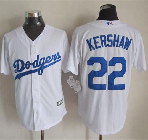 Dodgers #22 Clayton Kershaw White New Cool Base Stitched MLB Jersey - Click Image to Close